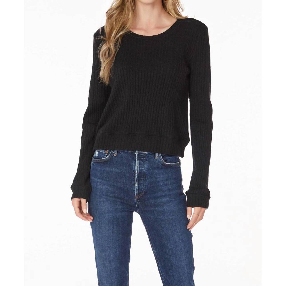 NEW BOBI crewneck pullover cable knit in black